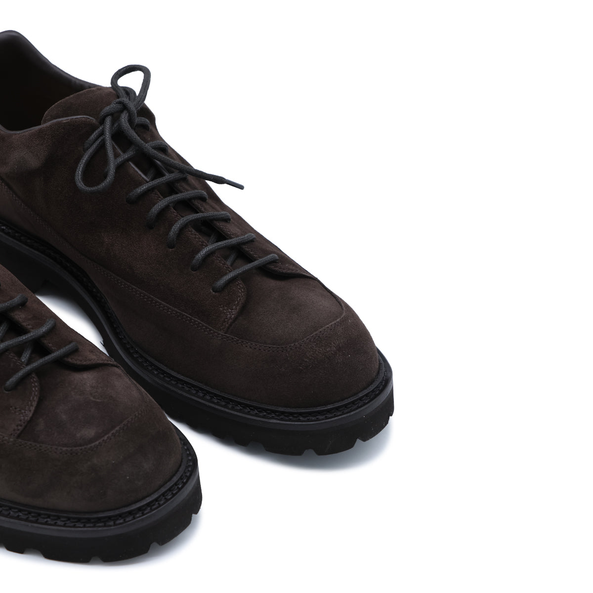 DARK BROWN LEATHER HIKER LOW LACE UP SHOES