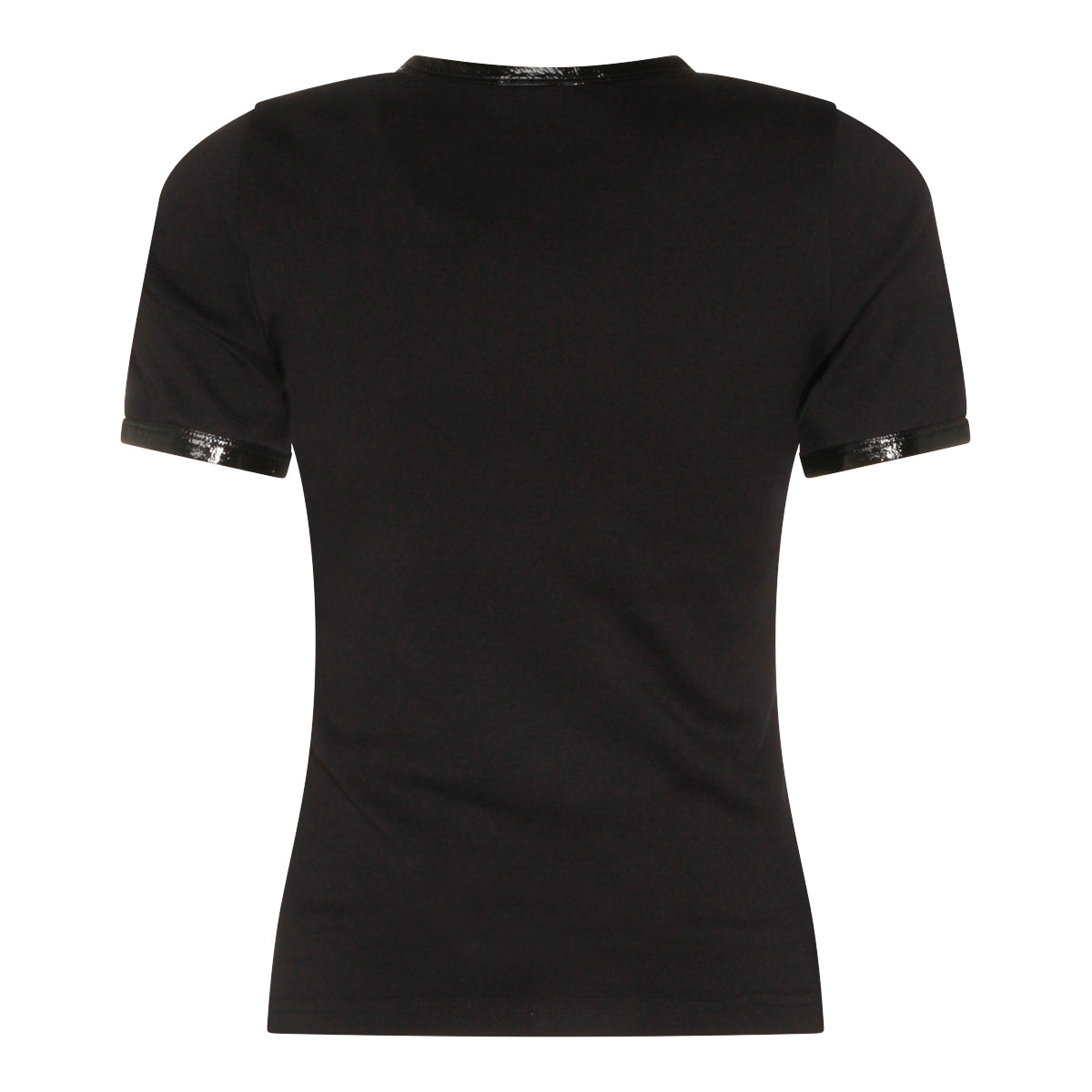 BLACK COTTON VINYL CONTRAST T-SHIRT