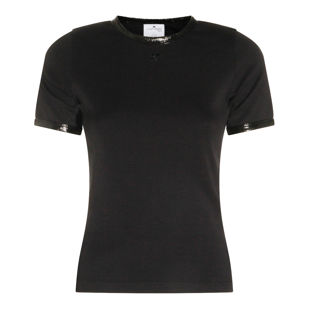 BLACK COTTON VINYL CONTRAST T-SHIRT