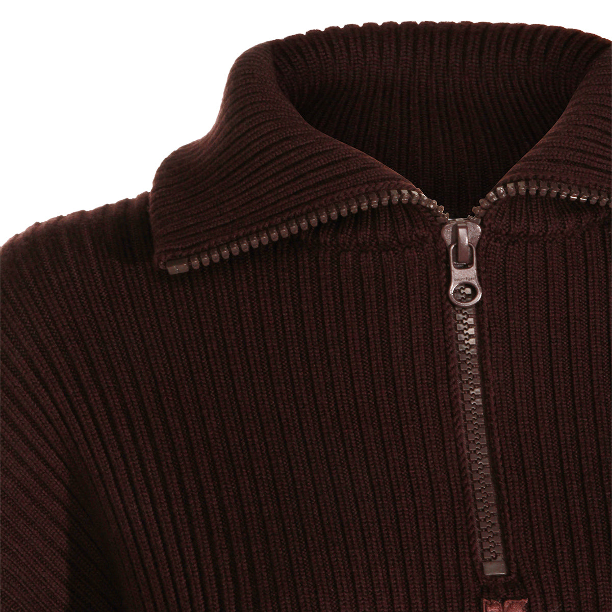 BURNT RED WOOL TRUCKER SWEATER