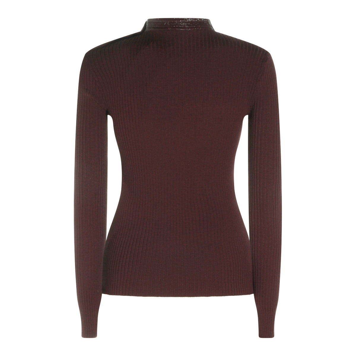 BURGUNDY VINYL POLO SWEATER