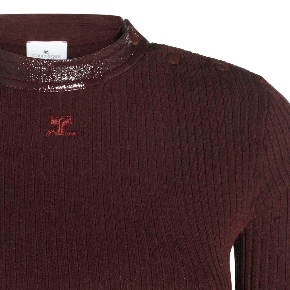 BURGUNDY VINYL POLO SWEATER