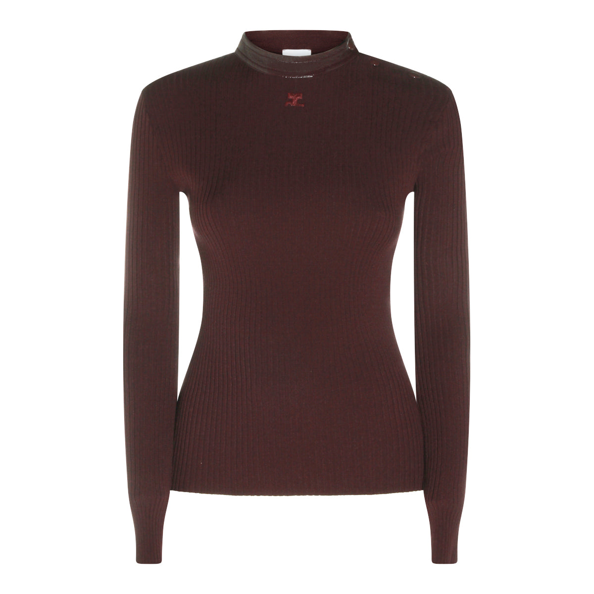 BURGUNDY VINYL POLO SWEATER