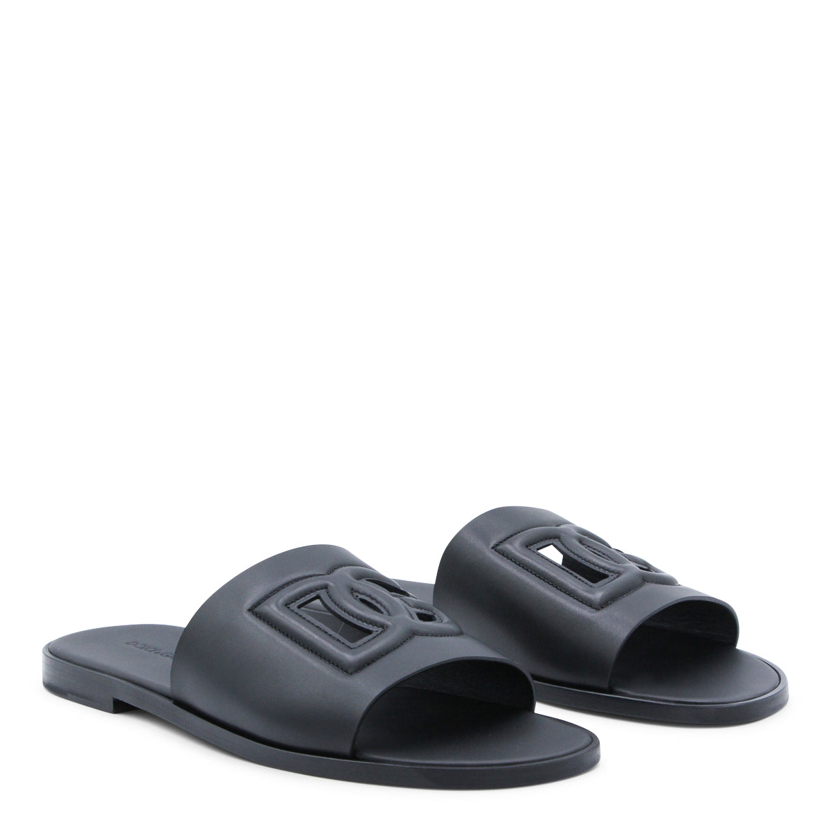 BLACK LEATHER FLAT