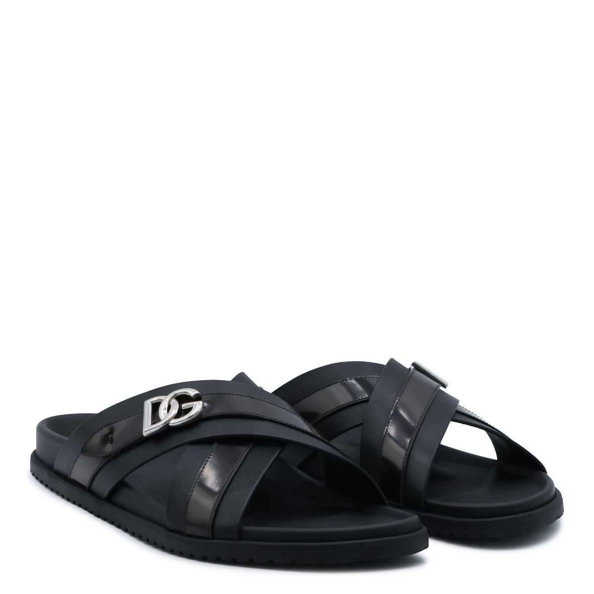 BLACK LEATHER FLATS