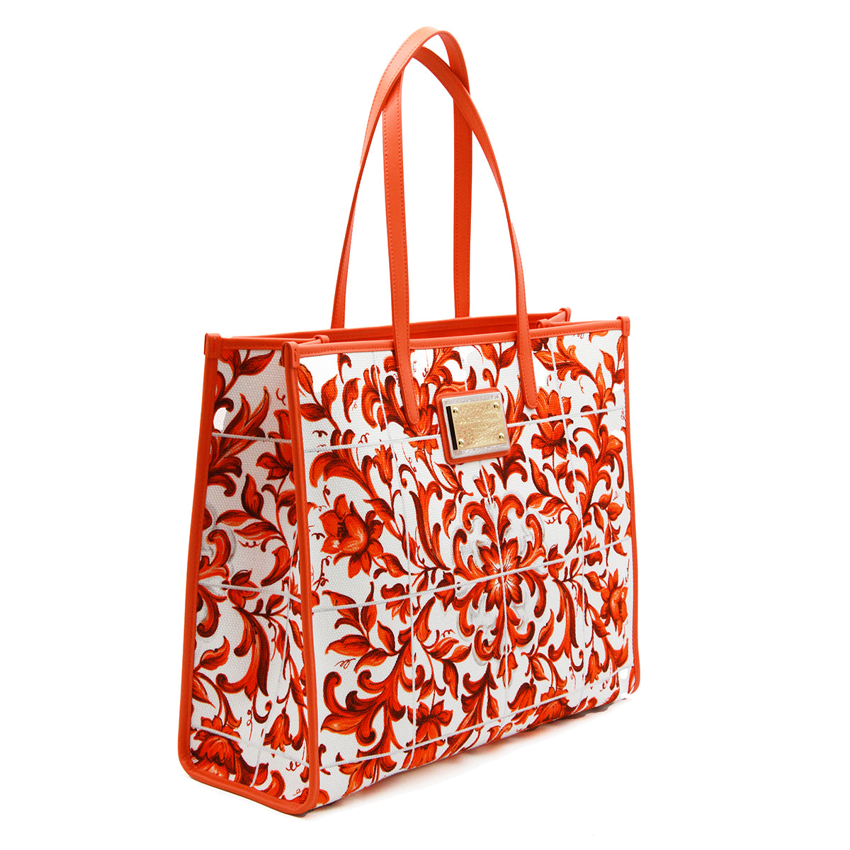 ORANGE AND WHITE MAIOLICA TOTE