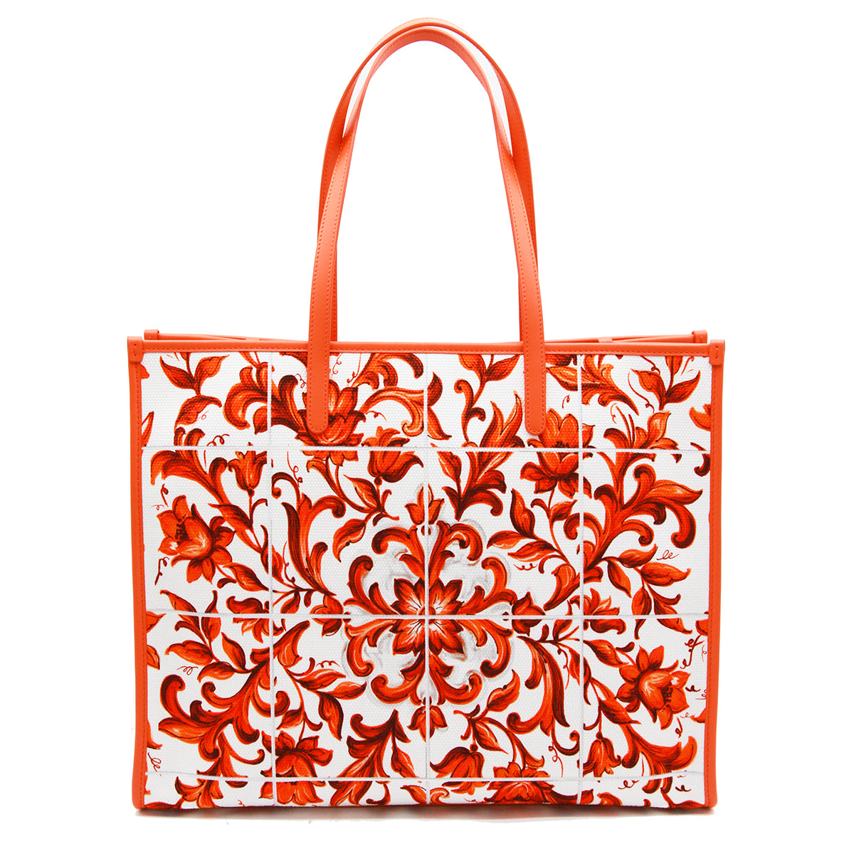 ORANGE AND WHITE MAIOLICA TOTE