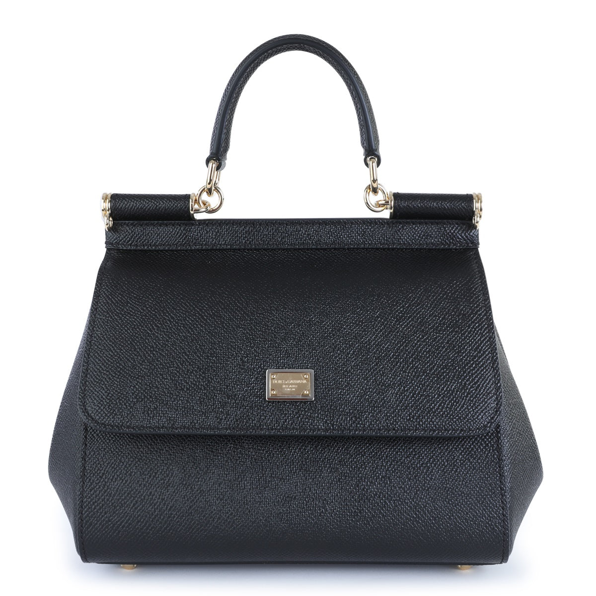 BLACK LEATHER SICILY SMALL TOP HANDLE BAG
