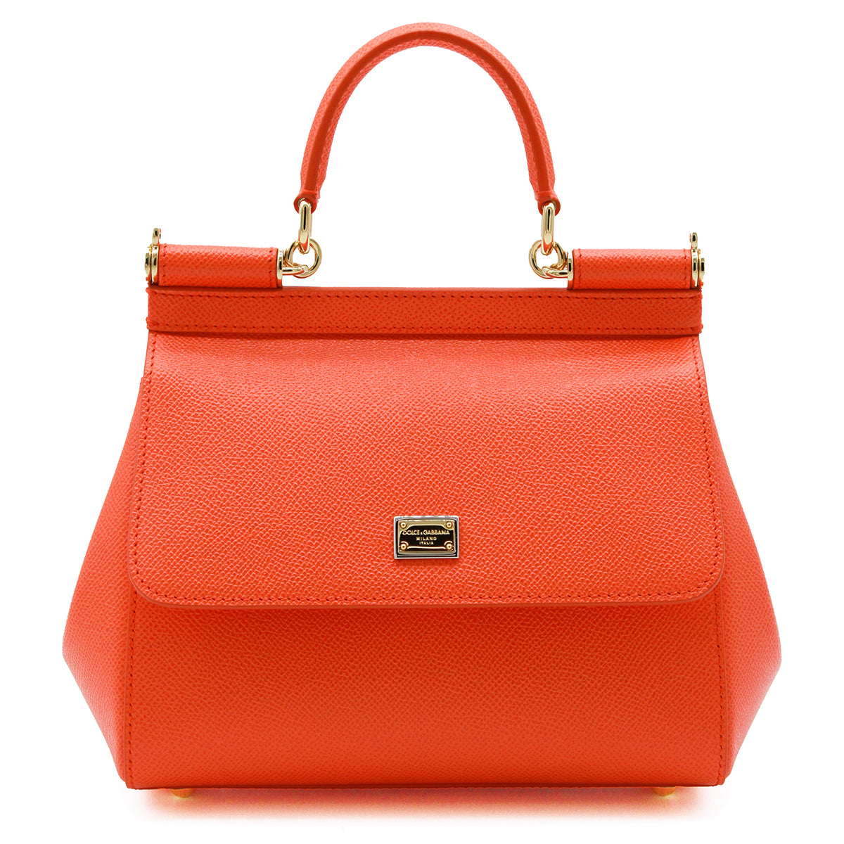 ORANGE LEATHER SICILY SMALL TOP HANDLE BAG