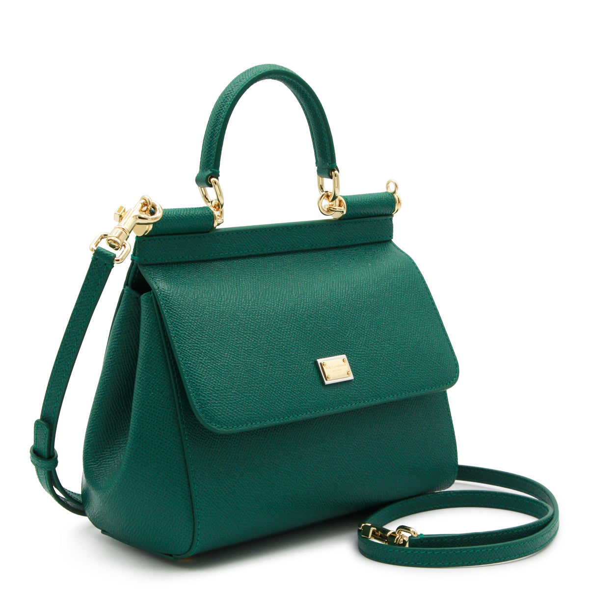 GREEN LEATHER SICILY SMALL TOP HANDLE BAG