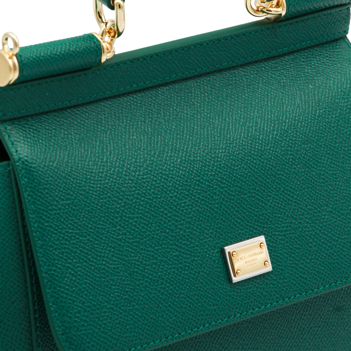 GREEN LEATHER SICILY SMALL TOP HANDLE BAG