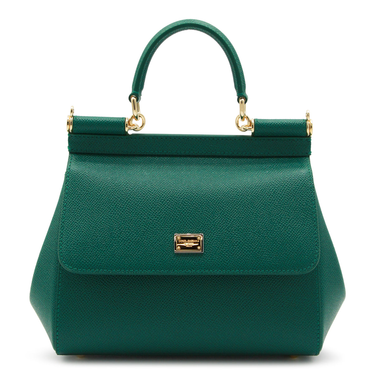 GREEN LEATHER SICILY SMALL TOP HANDLE BAG