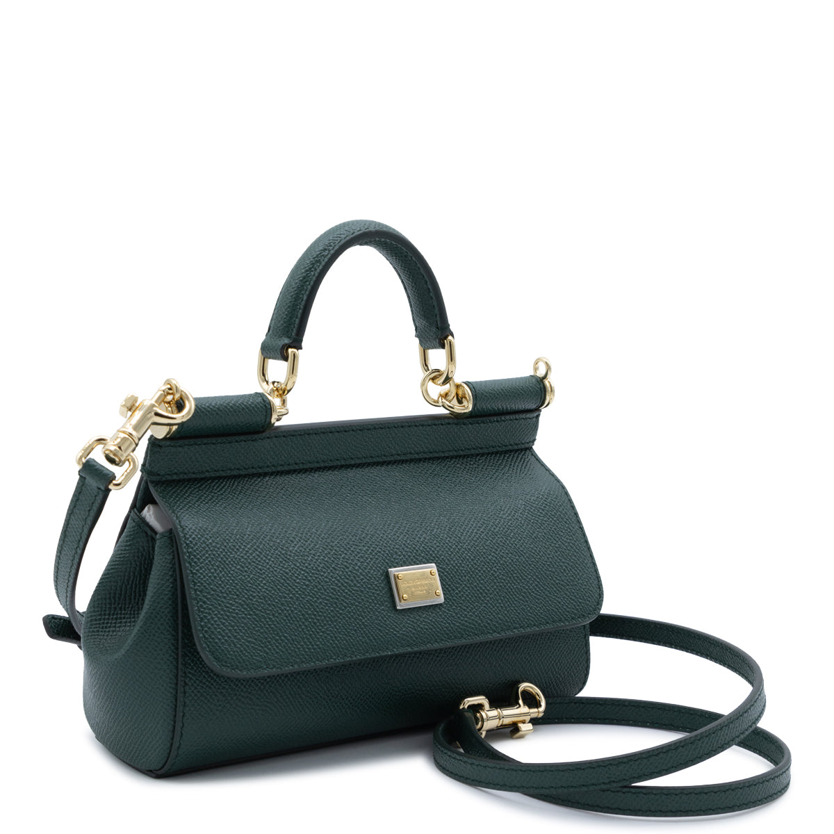 DARK GREEN LEATHER SICILY MINI TOP HANDLE BAG