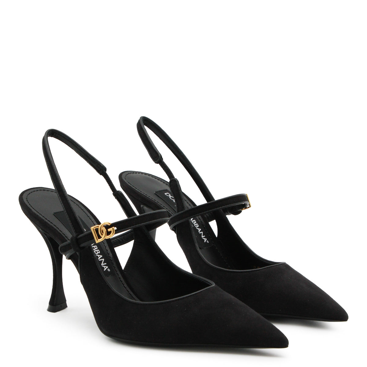 BLACK LEATHER SLINGBACK PUMPS