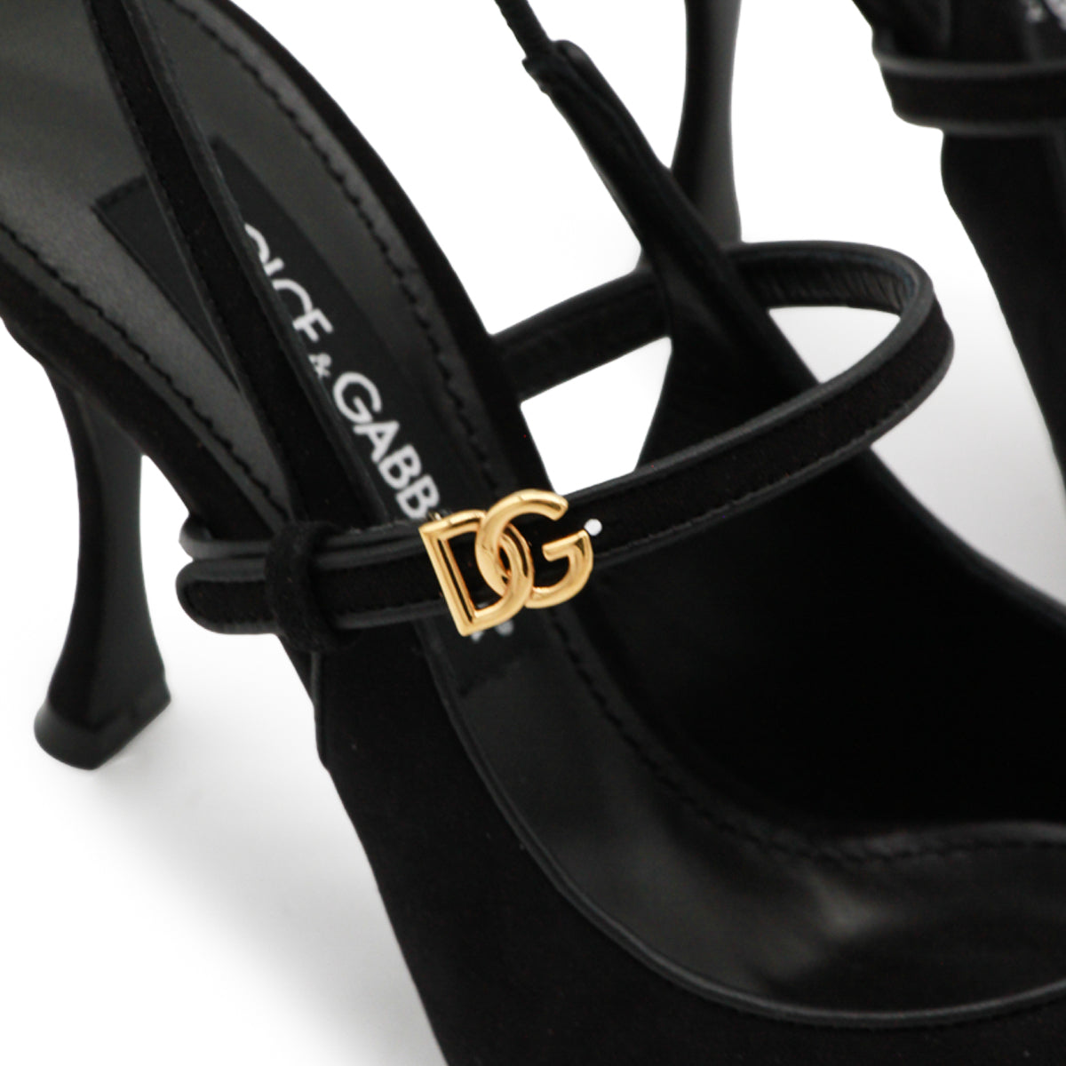 BLACK LEATHER SLINGBACK PUMPS