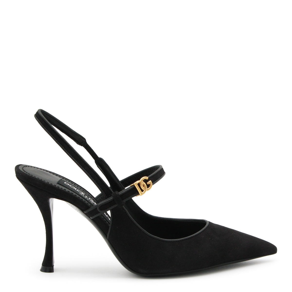 BLACK LEATHER SLINGBACK PUMPS