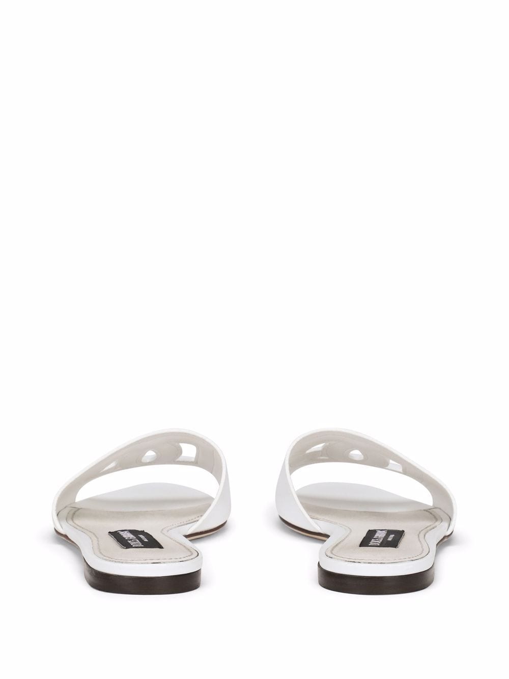 WHITE LEATHER DG MILLENNIALS SLIDES