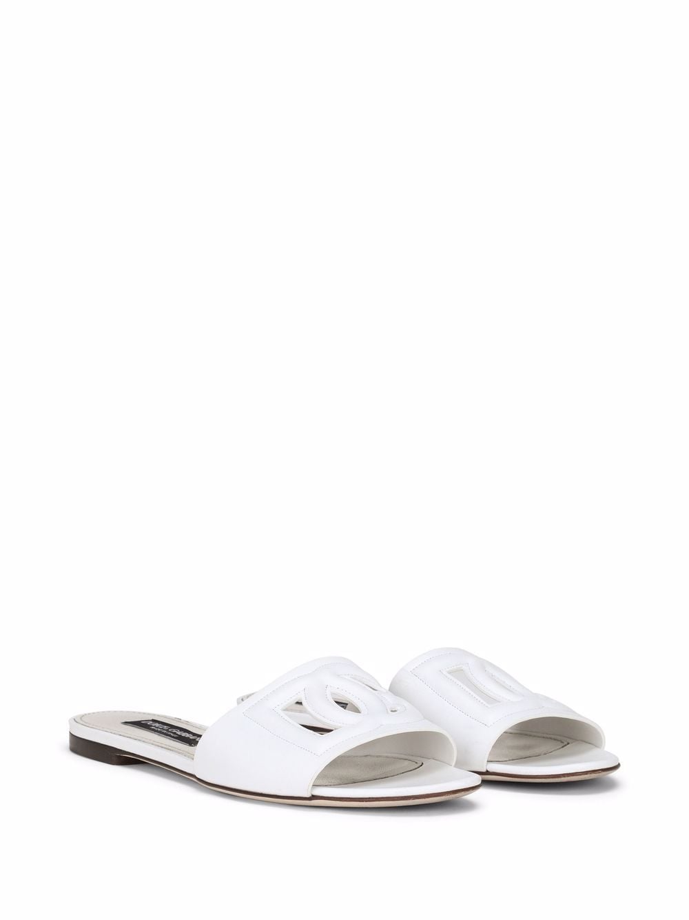 WHITE LEATHER DG MILLENNIALS SLIDES
