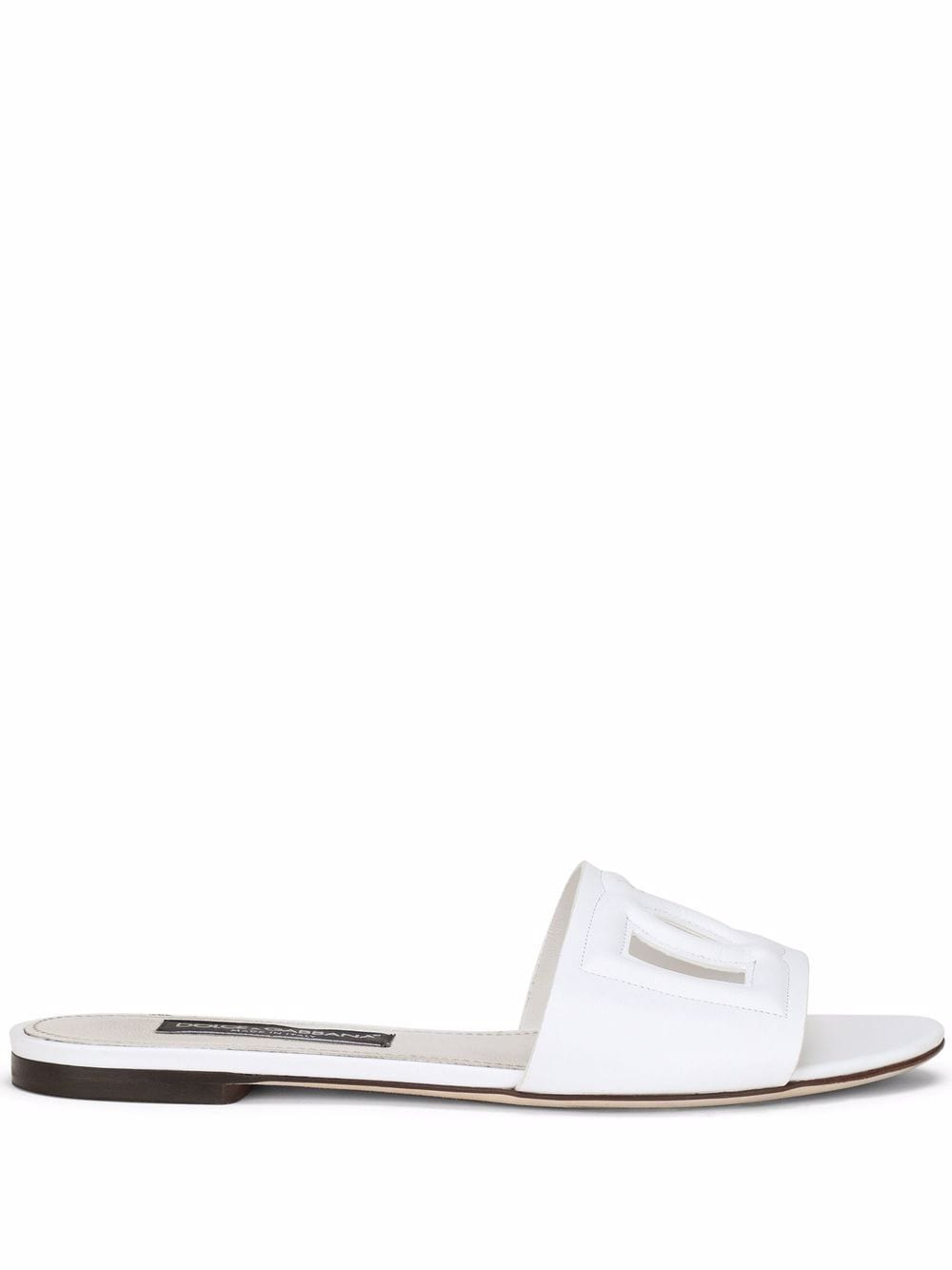 WHITE LEATHER DG MILLENNIALS SLIDES