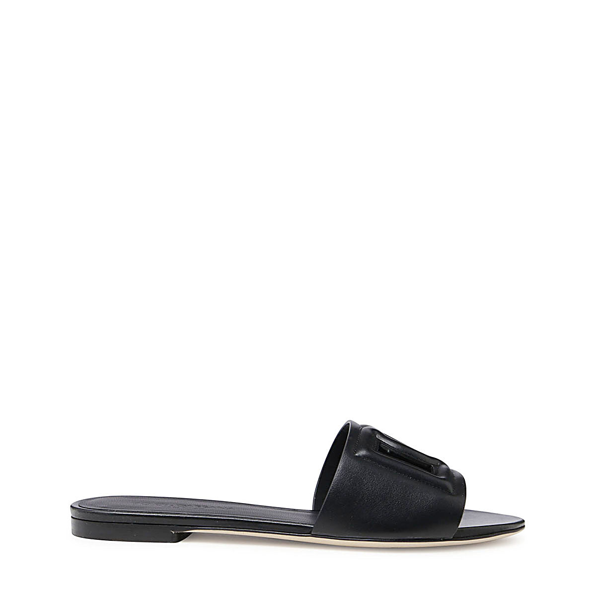 BLACK LEATHER FLATS