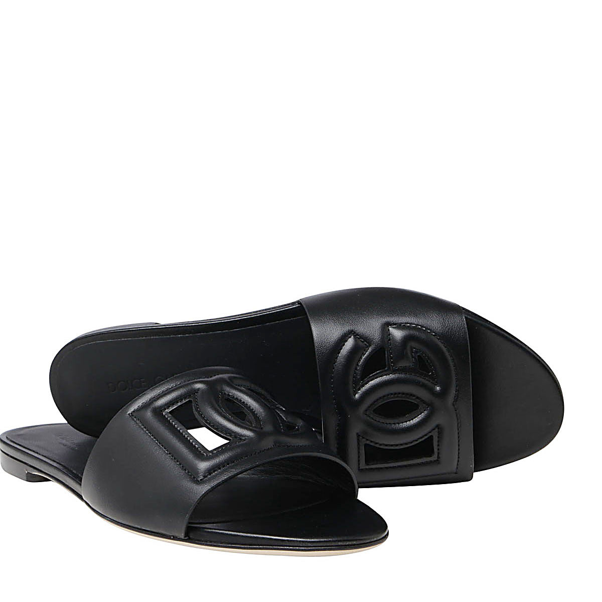 BLACK LEATHER FLATS