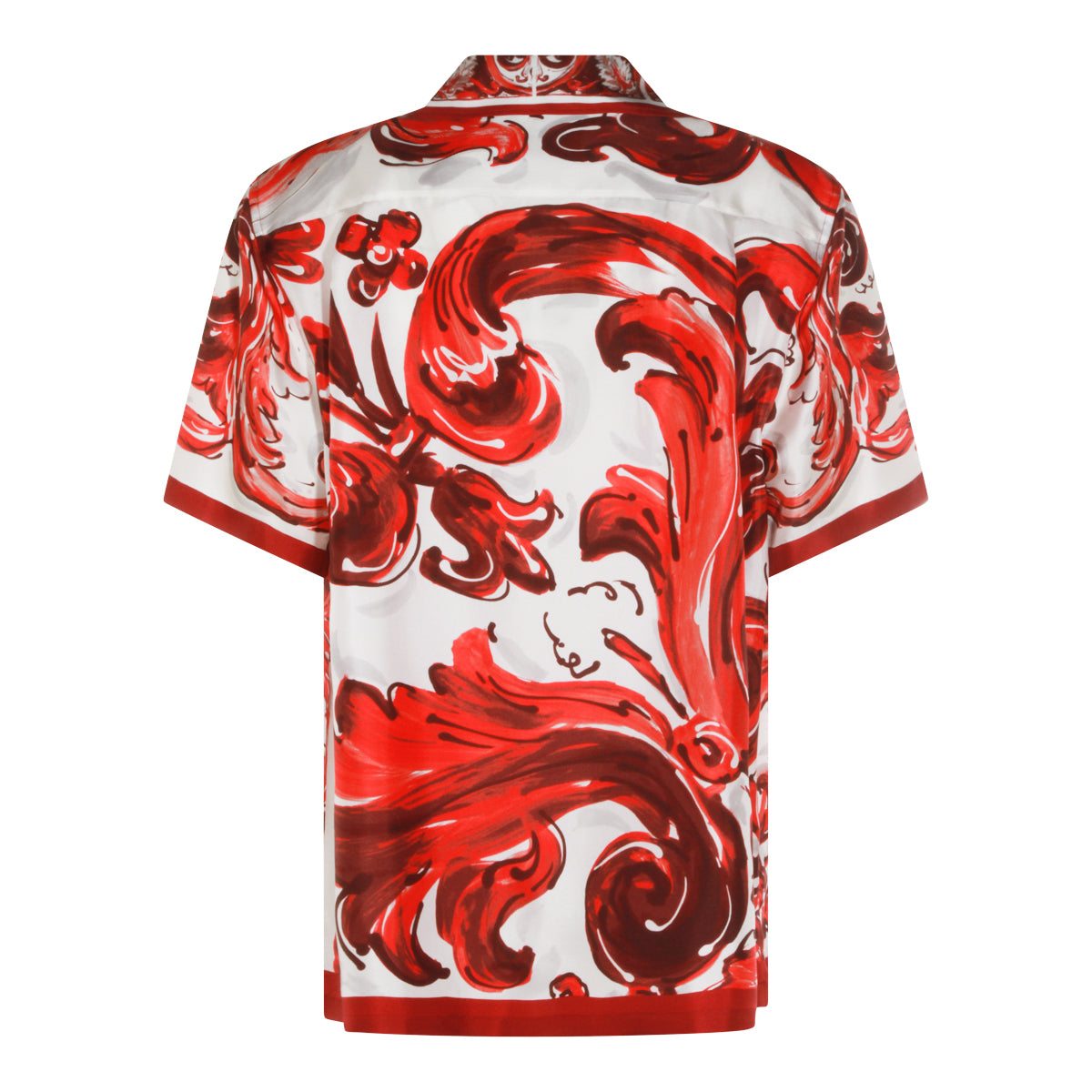 RED AND WHITE SILK MAIOLICA SHIRT