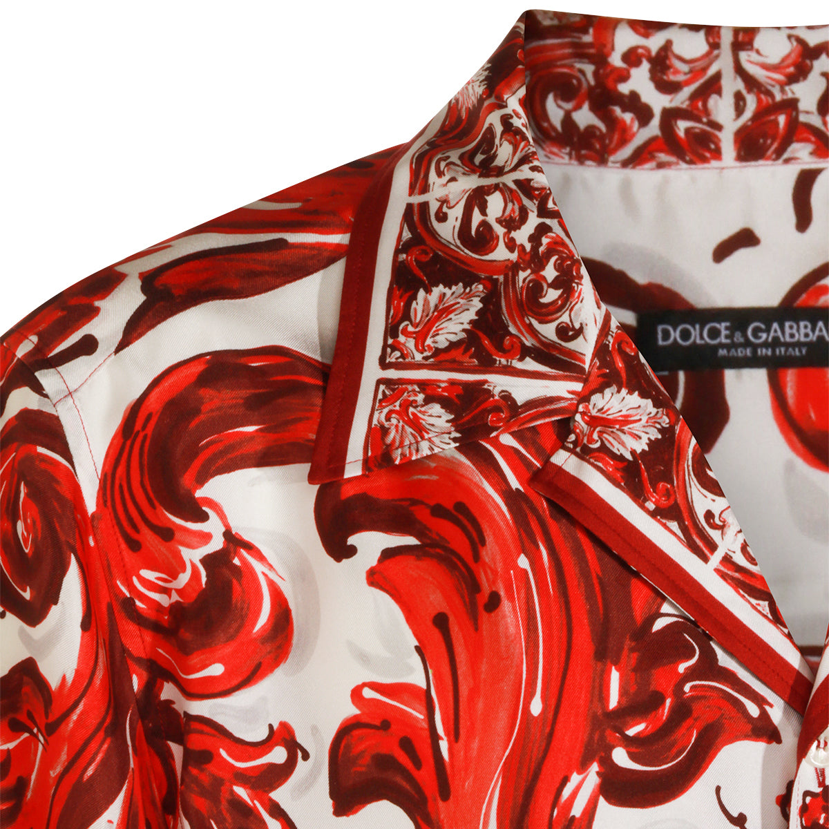 RED AND WHITE SILK MAIOLICA SHIRT