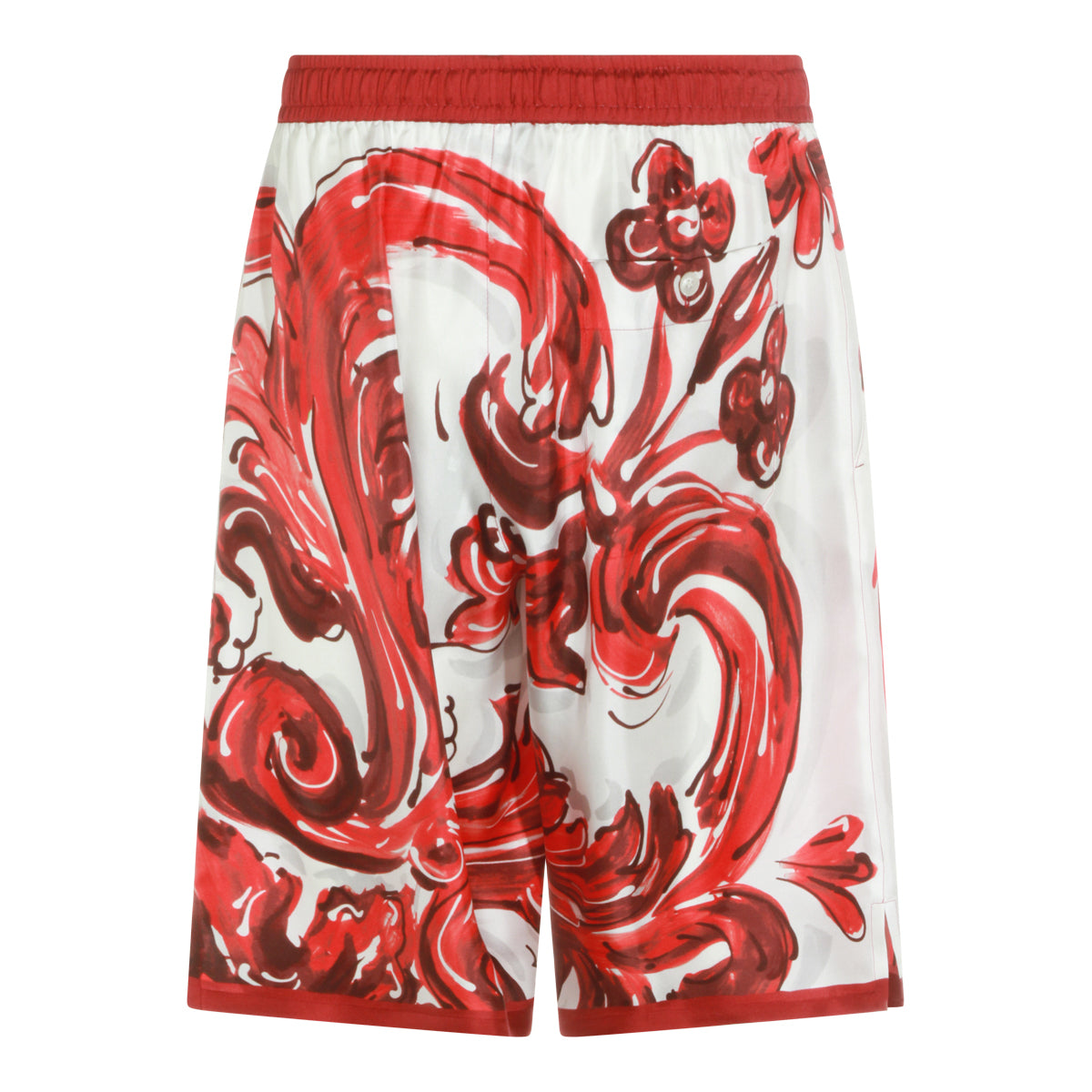 RED AND WHITE SILK SHORTS