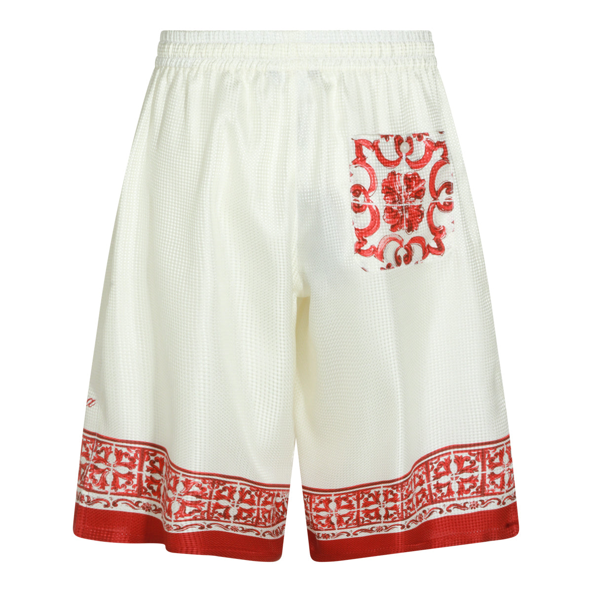 RED AND WHITE SILK SHORTS