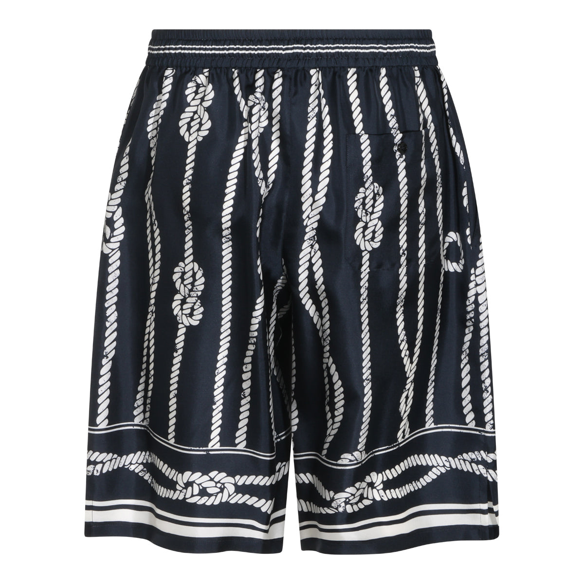 NAVY SILK VANITY BERMUDA SHORTS