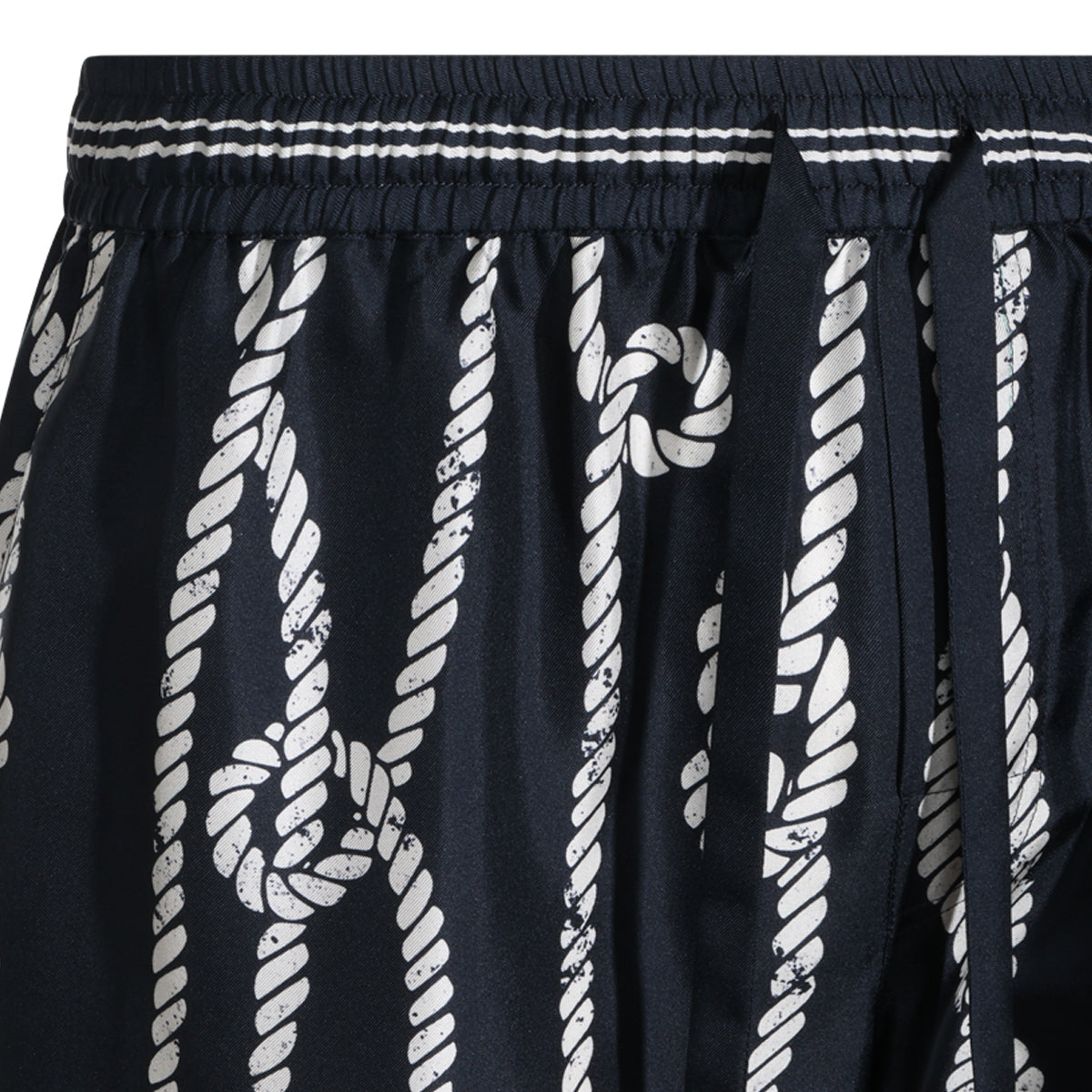 NAVY SILK VANITY BERMUDA SHORTS