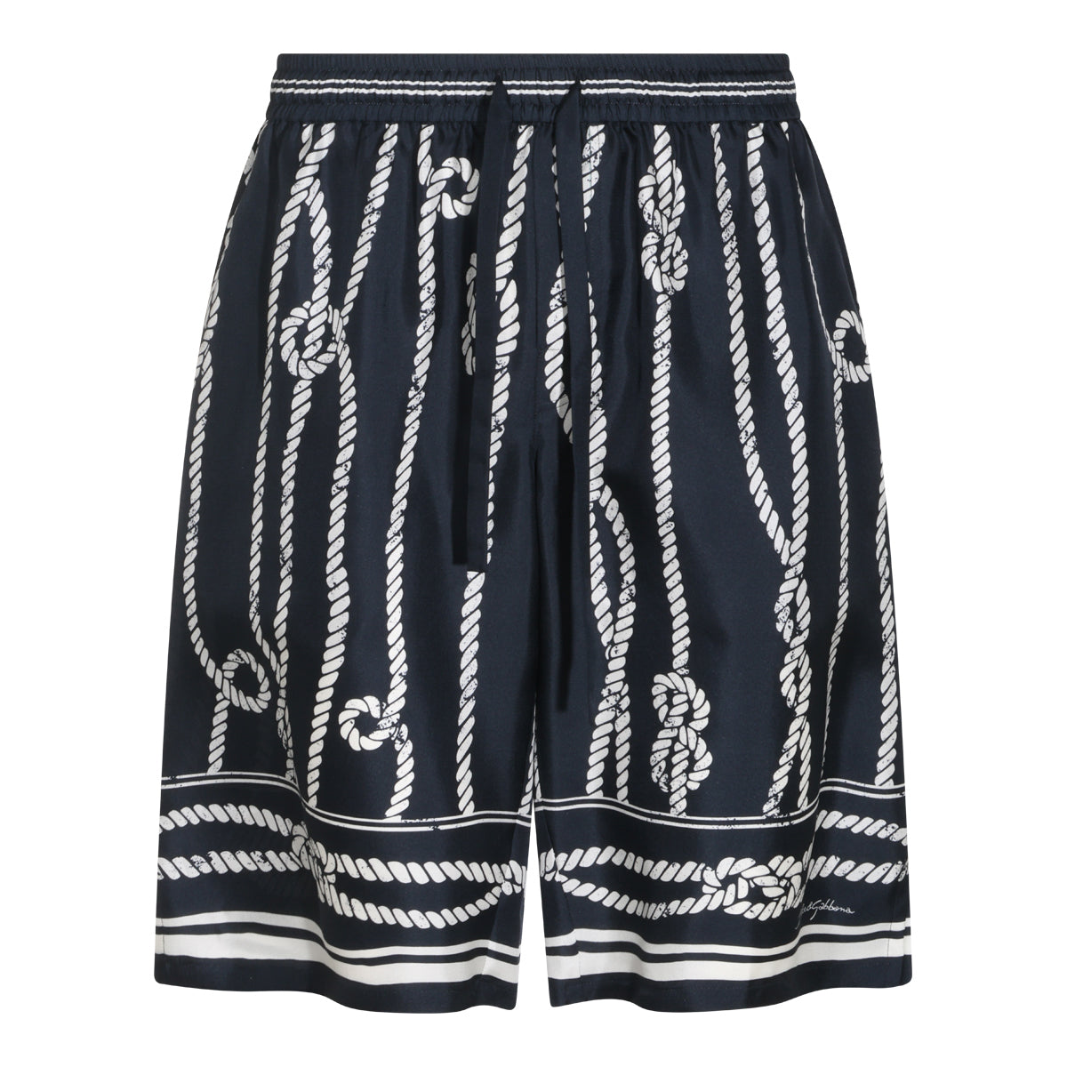 NAVY SILK VANITY BERMUDA SHORTS