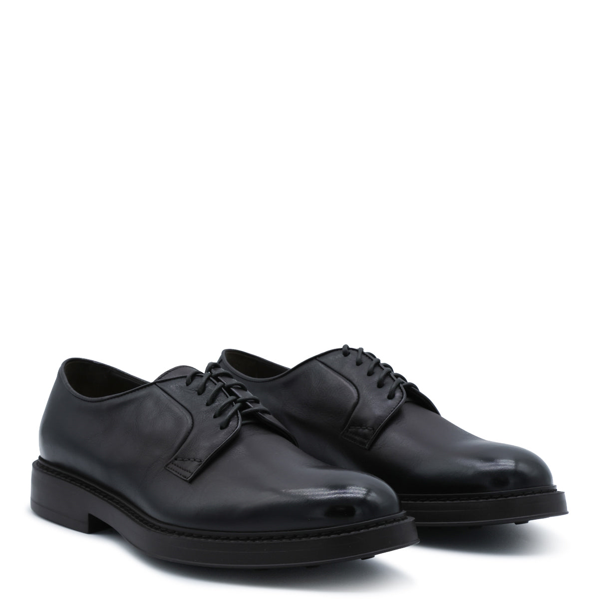 BLACK LEATHER LACE UP SHOES