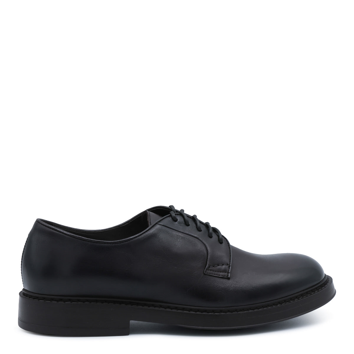 BLACK LEATHER LACE UP SHOES