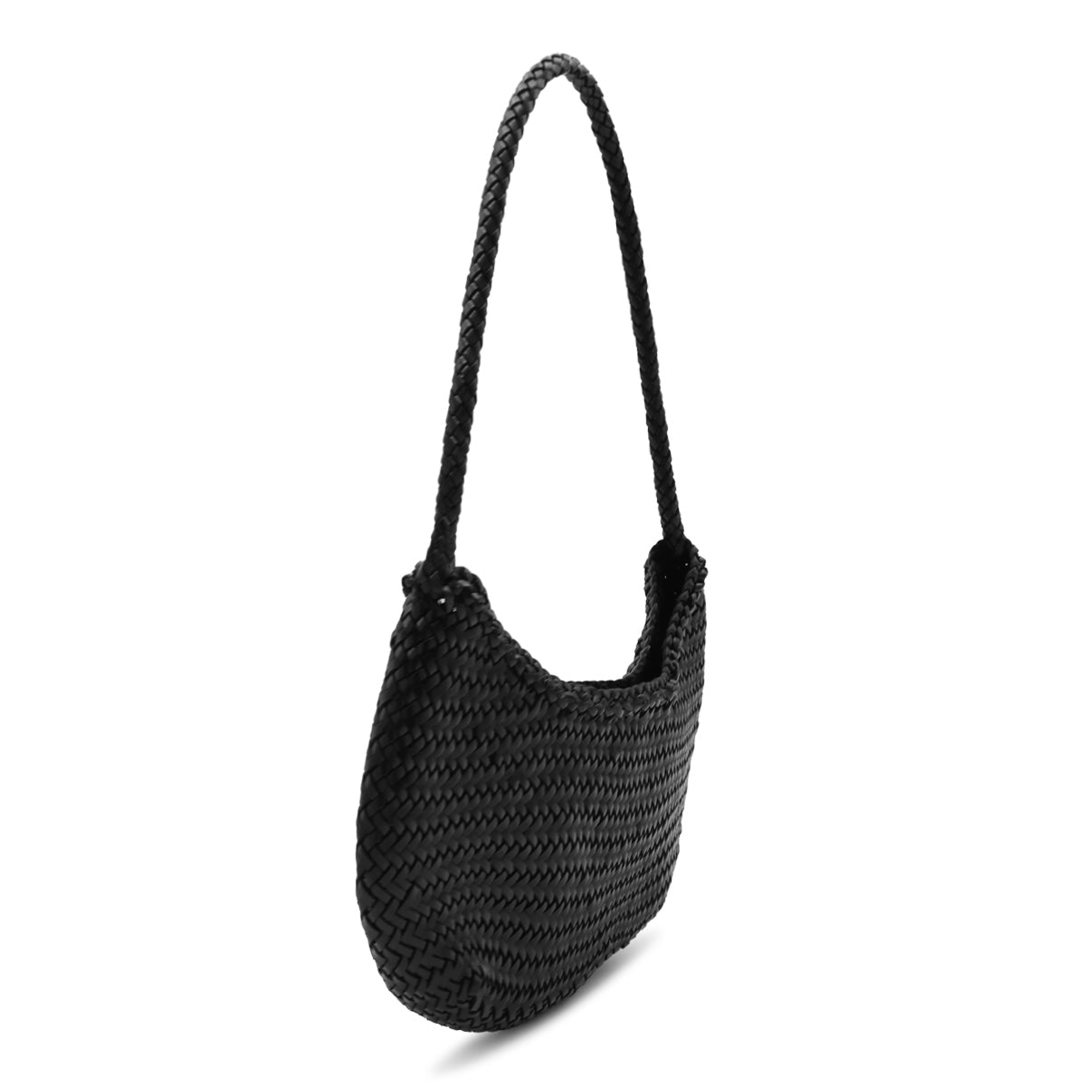 BLACK NUOVA LUNA SMALL LEATHER SHOULDER BAG