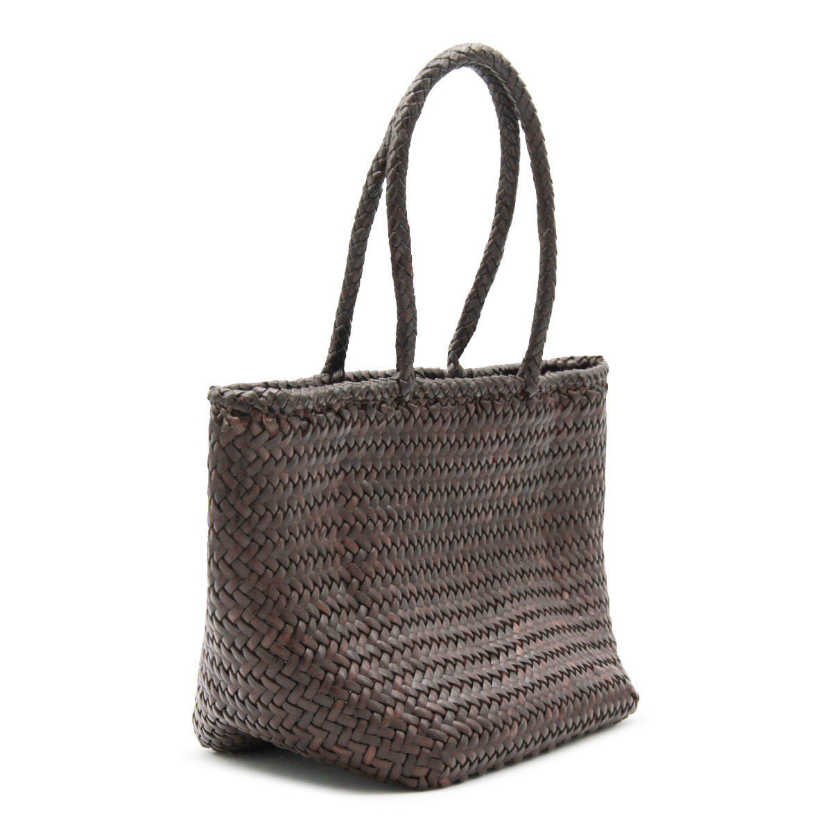 DARK BROWN LEATHER FRACE SMALL TOTE BAG