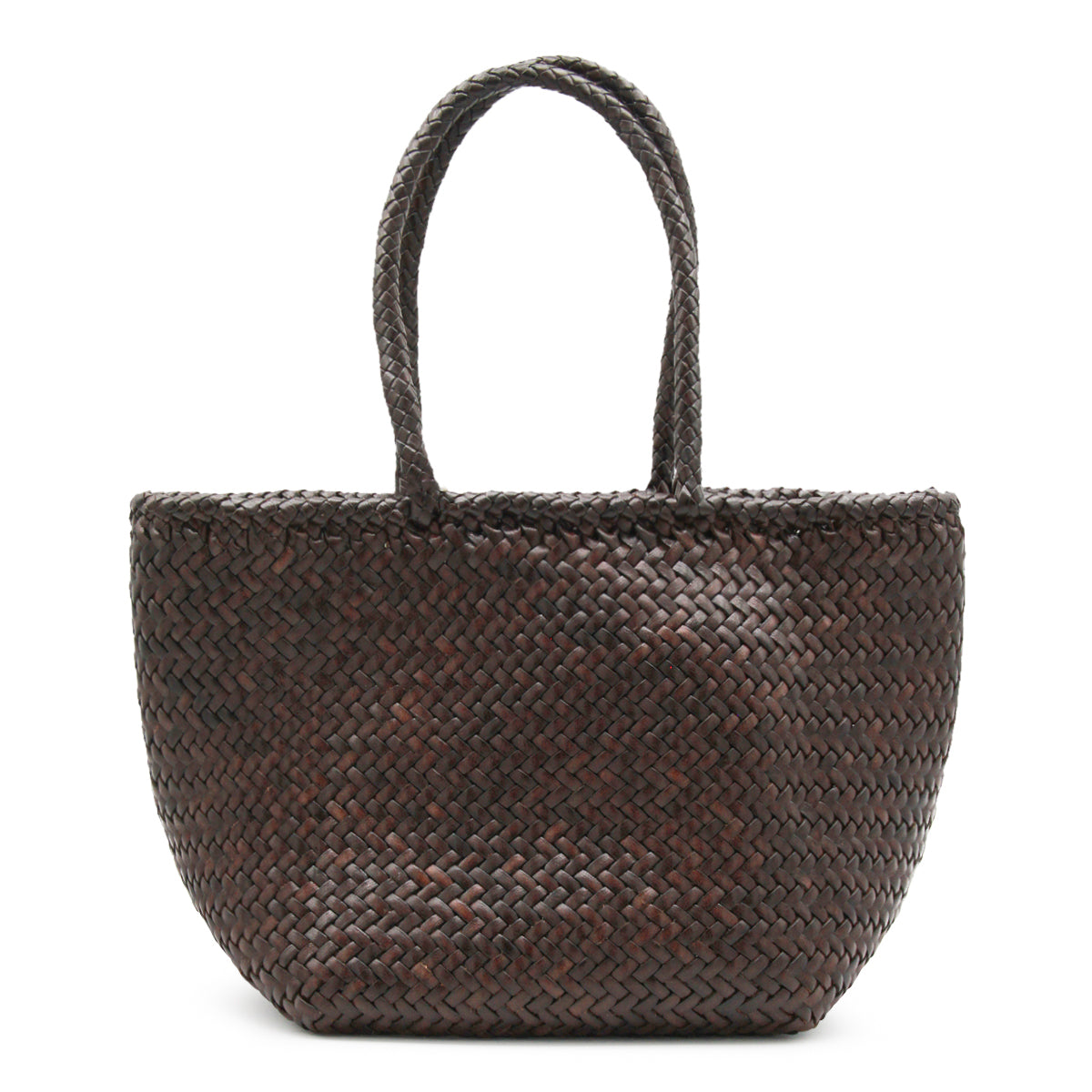 DARK BROWN LEATHER FRACE SMALL TOTE BAG