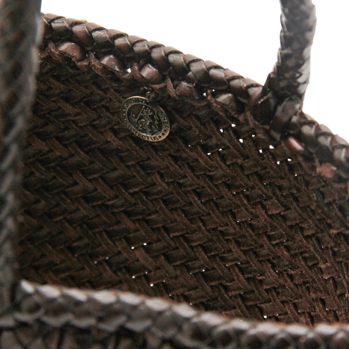 DARK BROWN LEATHER FRACE SMALL TOTE BAG
