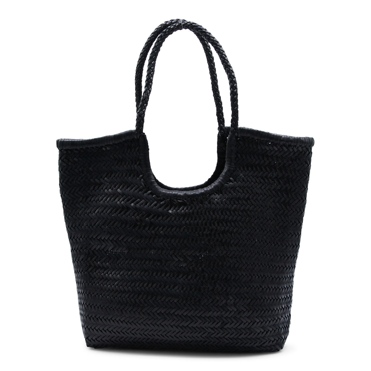 BLACK LEATHER DIAGONAL TOTE