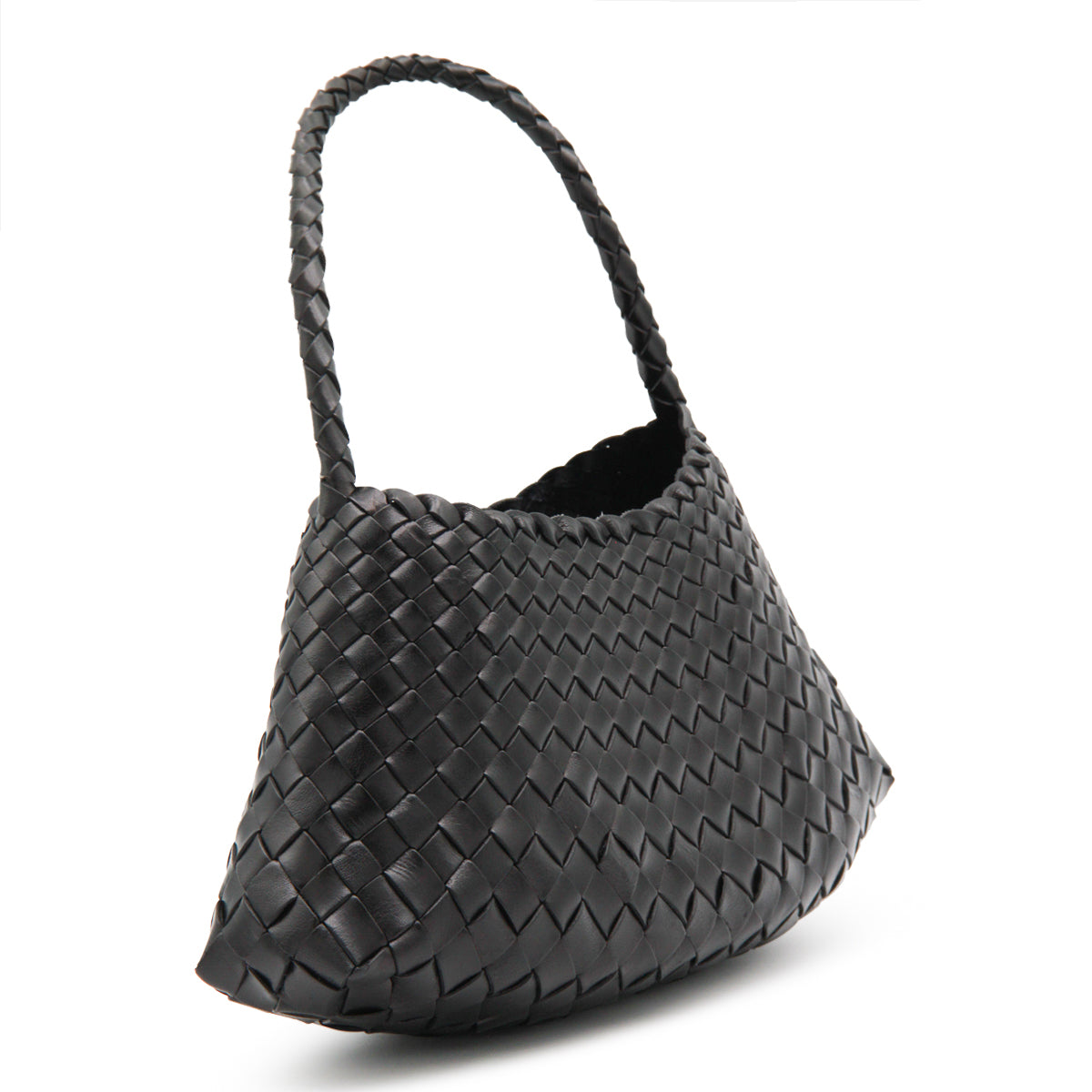 BLACK LEATHER ROSANNA SHOULDER BAG