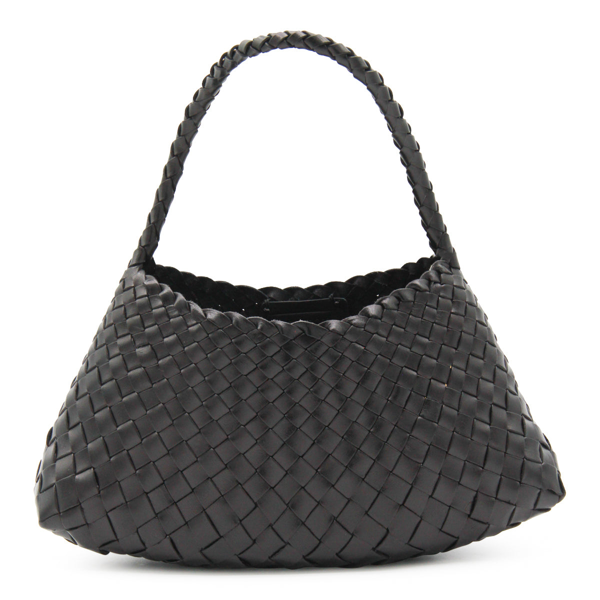 BLACK LEATHER ROSANNA SHOULDER BAG