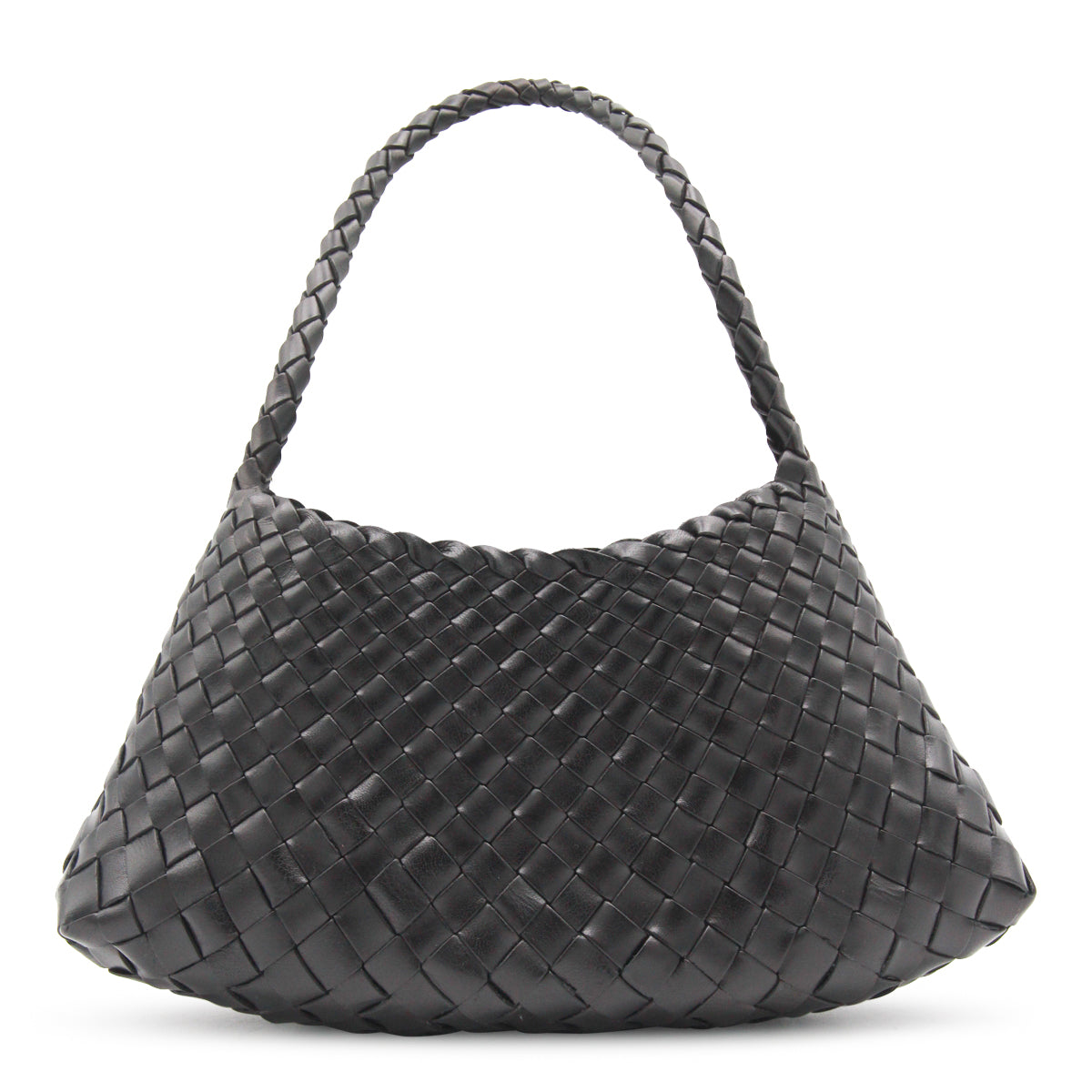 BLACK LEATHER ROSANNA SHOULDER BAG