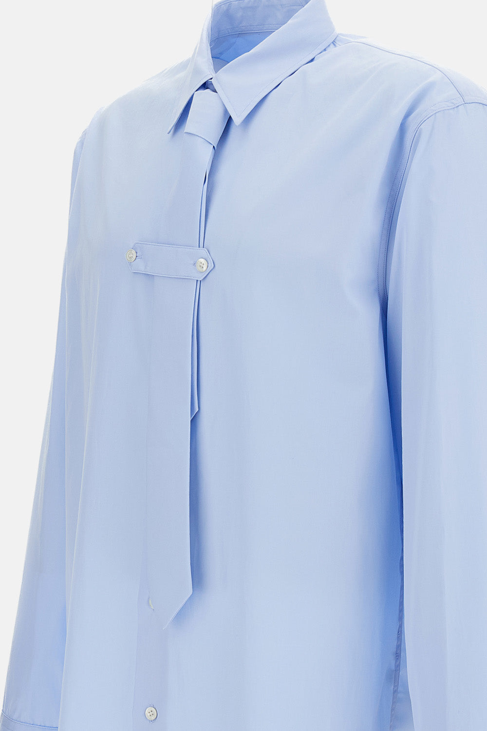 LONG SLEEVE TIE BUTTONED SHIRT