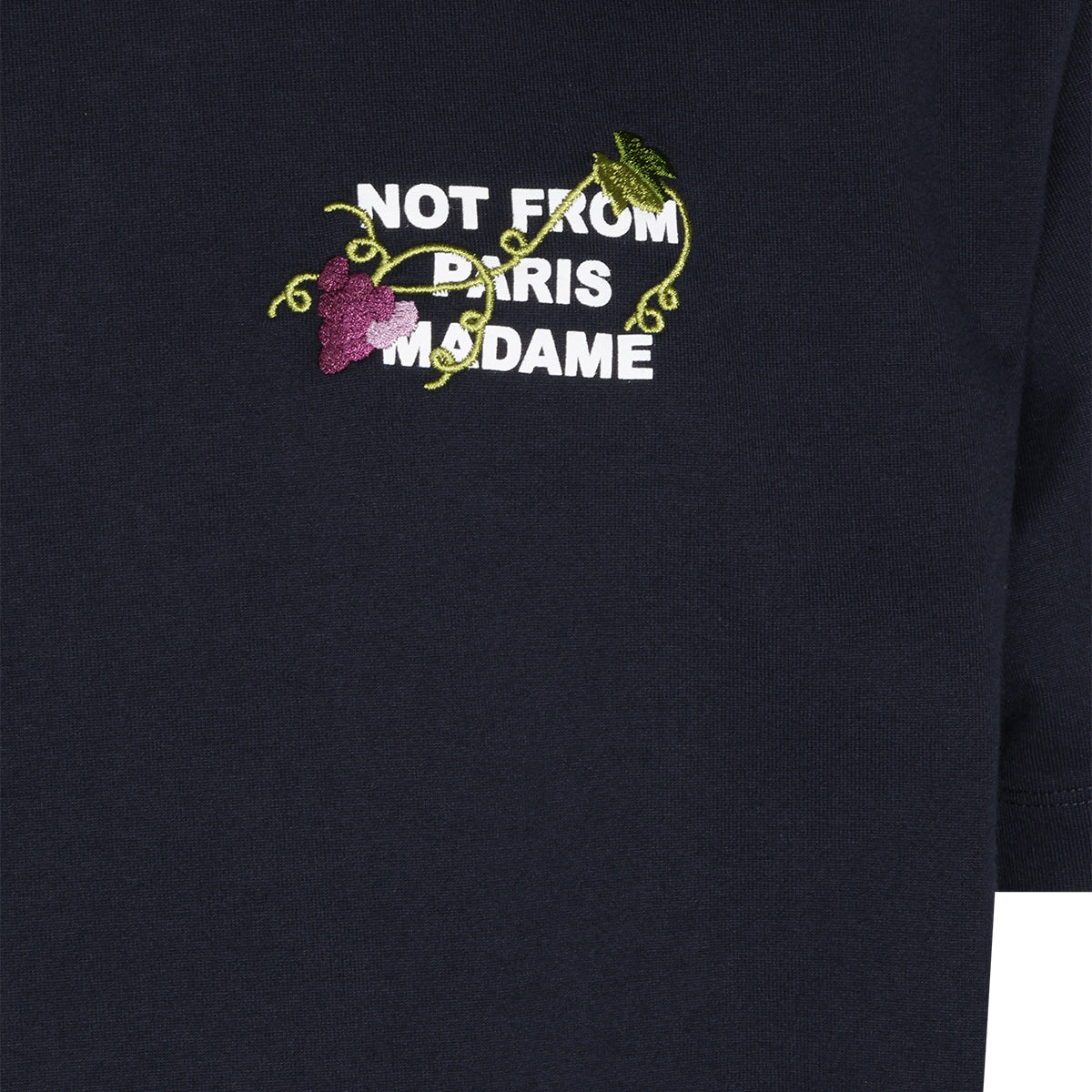 NAVY COTTON VINE EMBROIDERED T-SHIRT