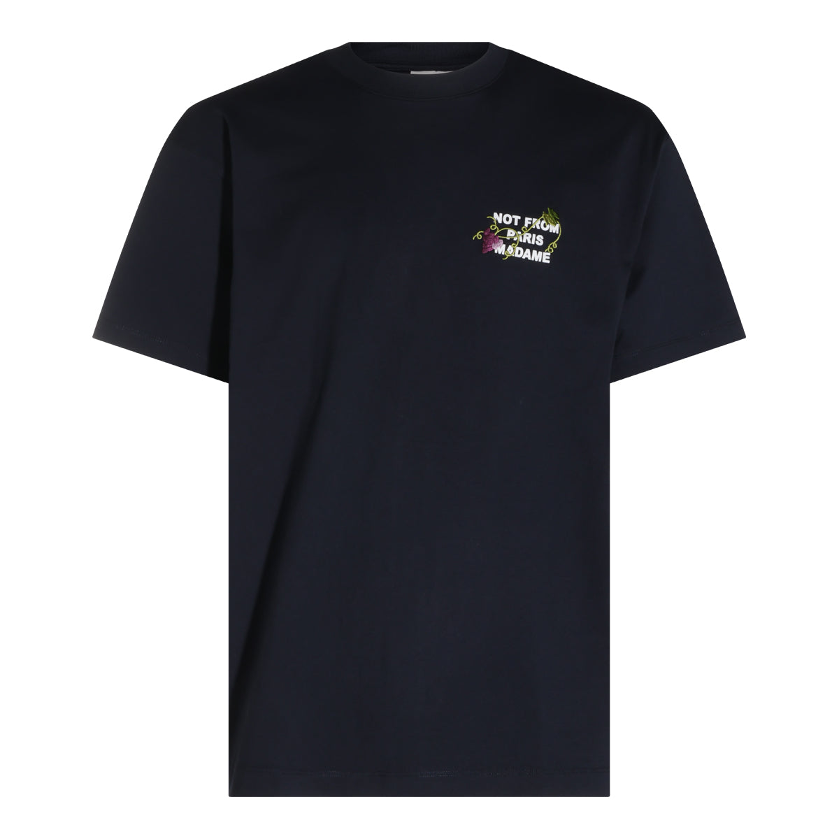 NAVY COTTON VINE EMBROIDERED T-SHIRT