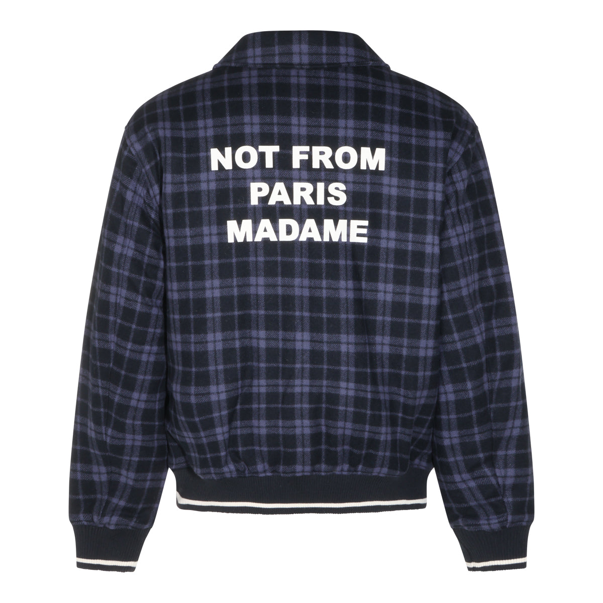BLUE CHECK WOOL FENNEL DOWN JACKET
