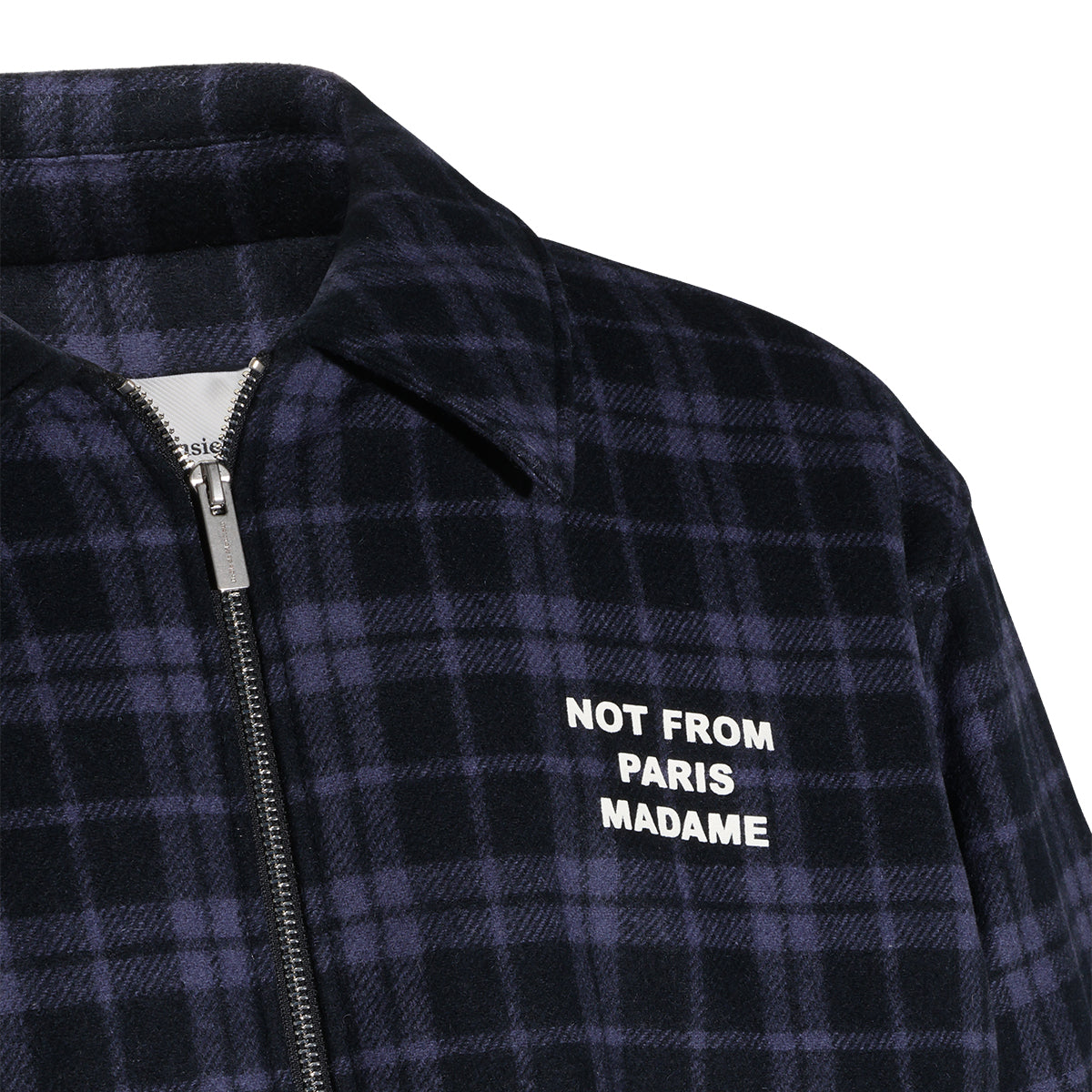 BLUE CHECK WOOL FENNEL DOWN JACKET