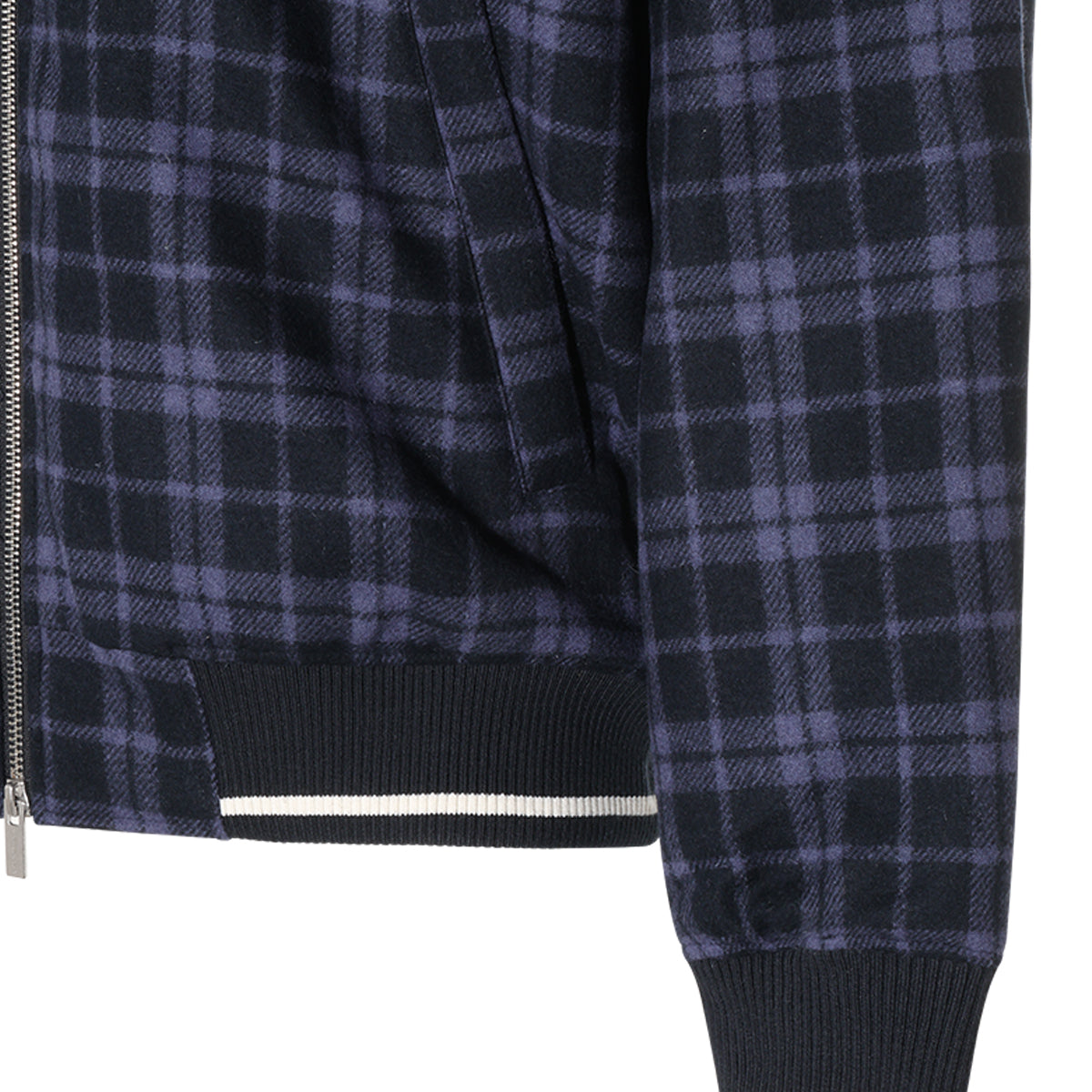 BLUE CHECK WOOL FENNEL DOWN JACKET
