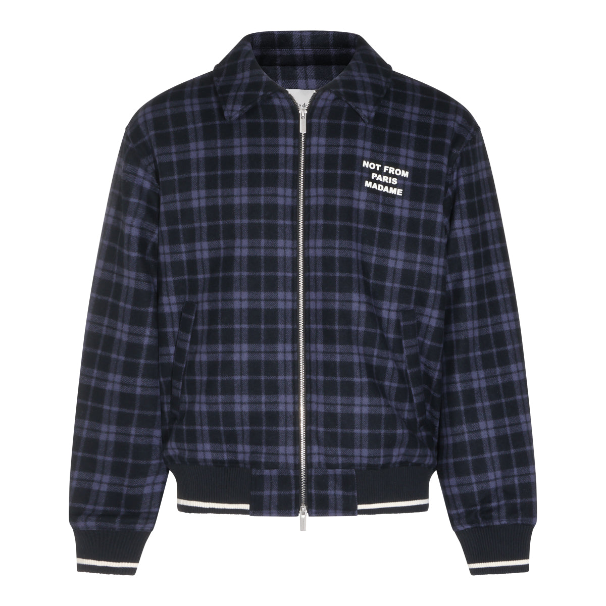 BLUE CHECK WOOL FENNEL DOWN JACKET