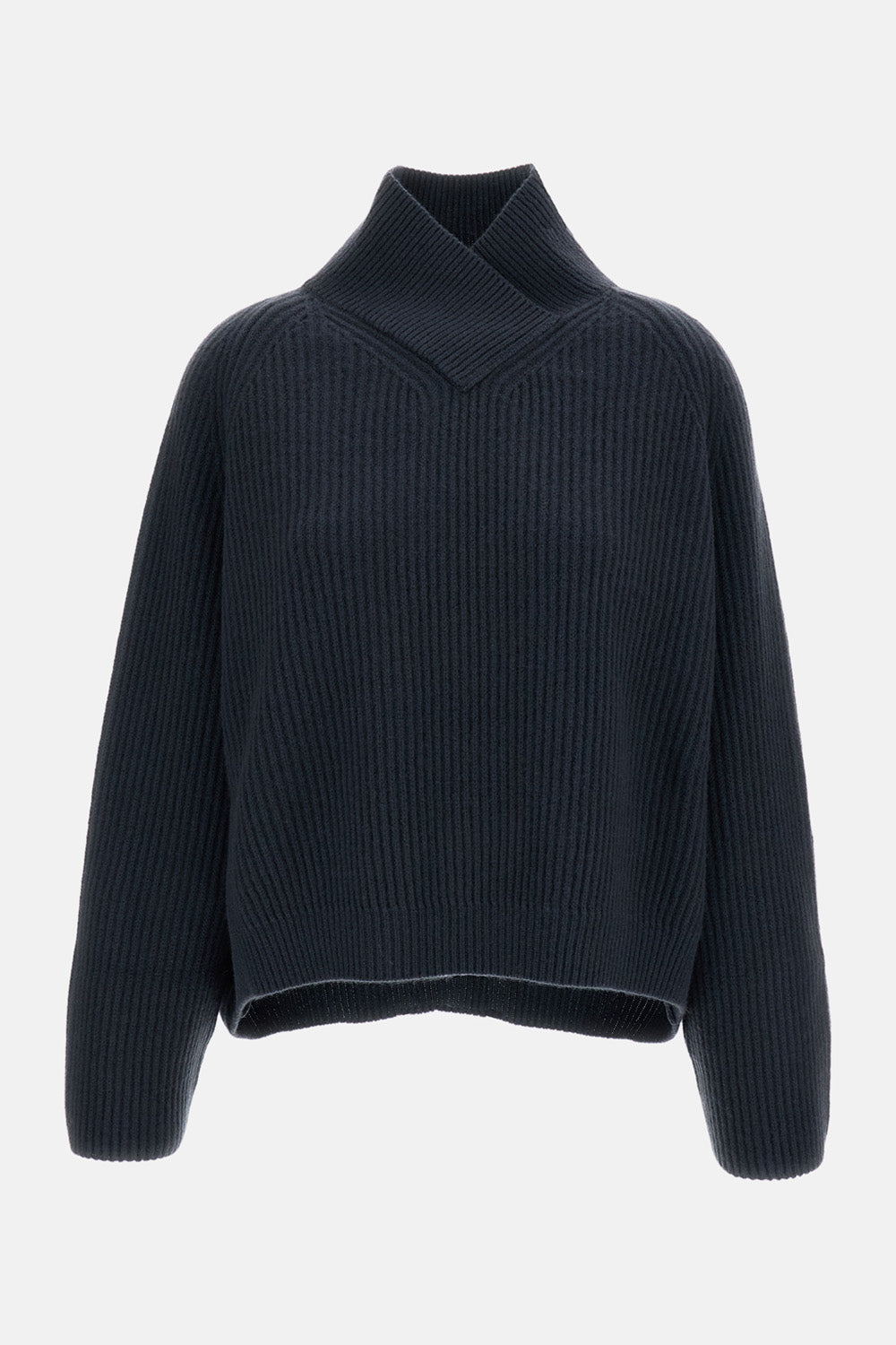 OVERSIZED PURE CASHMERE CROSS-COLLAR SWEATER